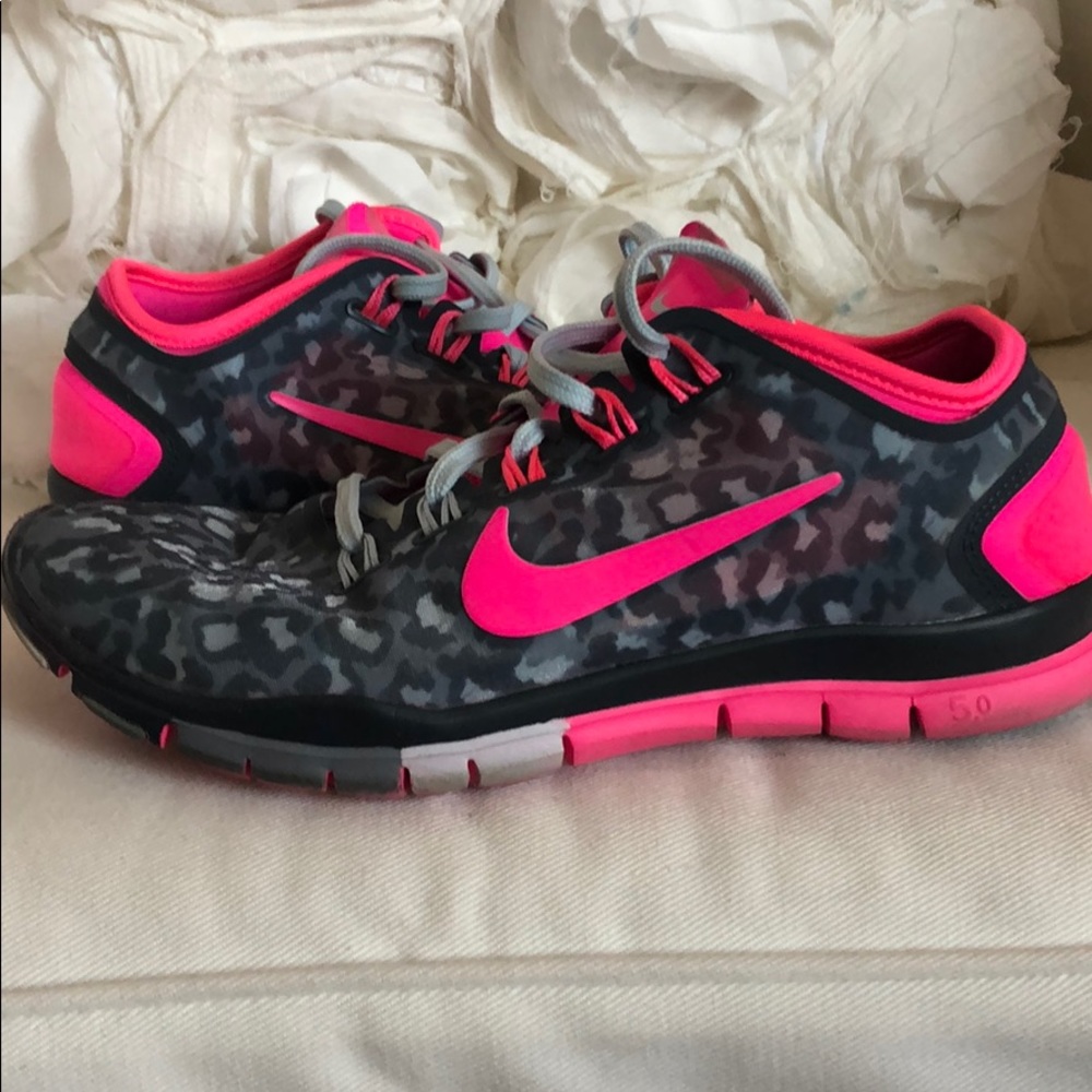 Nike Hot Pink and Grey Leopard Sneakers